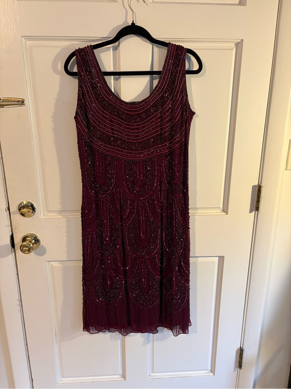 Patra Beaded Sleeveless Wine Midi Dress